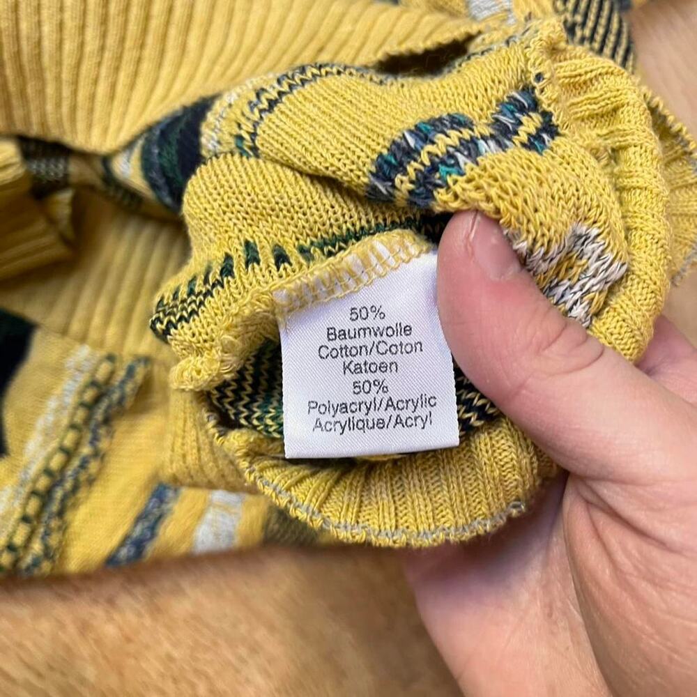 VTG 90s Coogi Style Glen Janet Yellow Cotton Knit Swe… - Gem